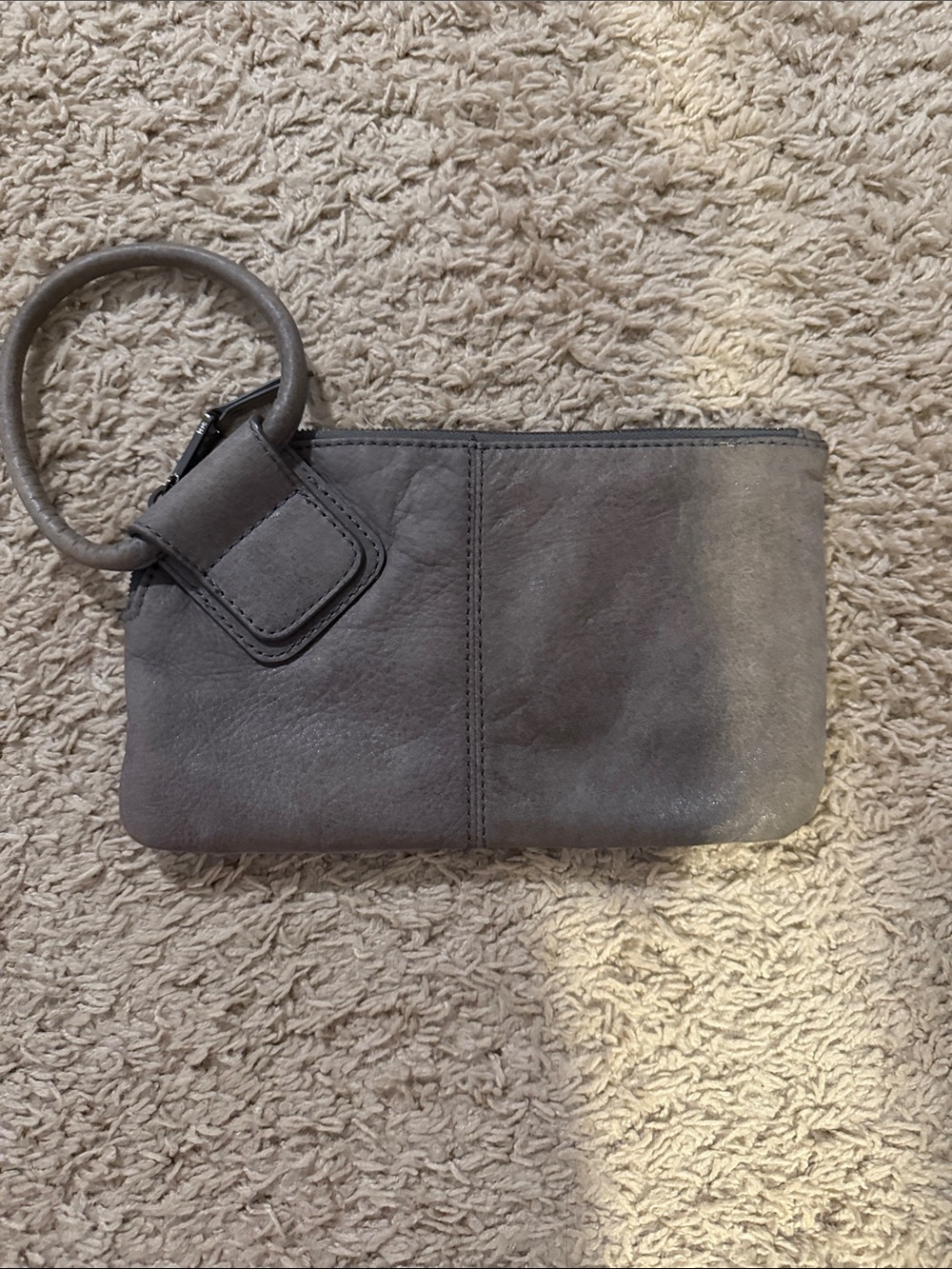 HOBO Gray Leather Wristlet Clutch with Loop Strap